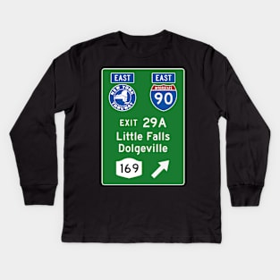 New York Thruway Eastbound Exit 29A: Little Falls Dolgeville Rte 169 Kids Long Sleeve T-Shirt